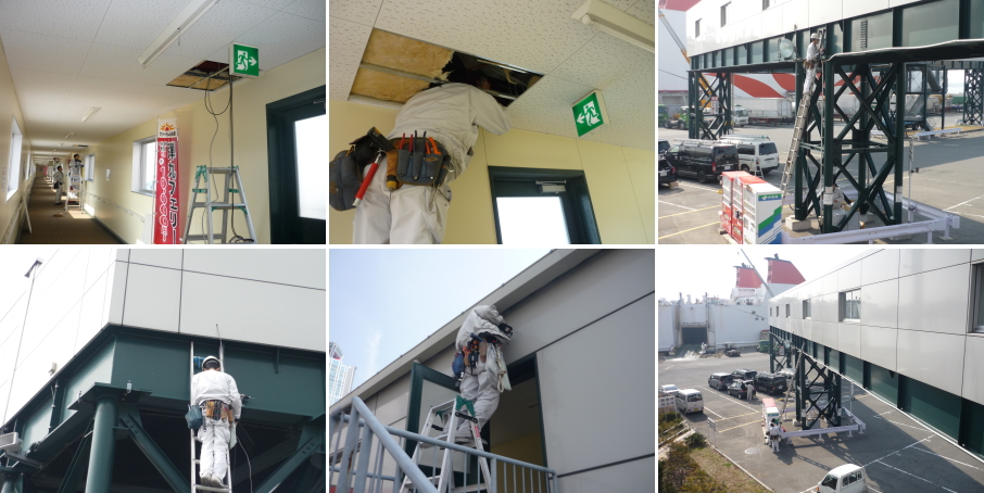 大阪市住之江区のフェリー乗り場での防犯カメラ設置工事4