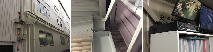 交野市の工場での防犯カメラ設置工事4