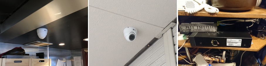 大阪市福島区の飲食店での防犯カメラ設置工事2