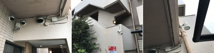 摂津市の賃貸マンションでの防犯カメラ設置工事3