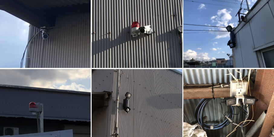 泉佐野市の建設資材置場の防犯カメラ設置工事3