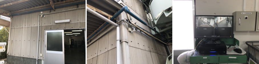 京都市右京区の工場での防犯カメラ設置工事3