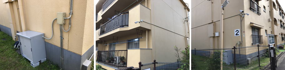 高槻市の市営住宅での防犯カメラ設置工事4