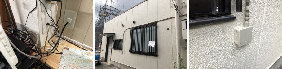 豊中市の商店での防犯カメラ設置工事3