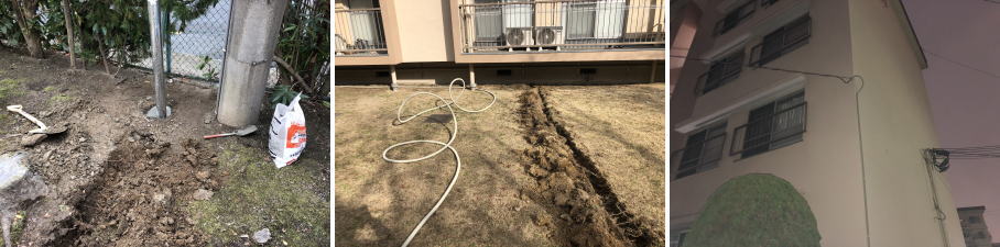 吹田市の市営住宅での防犯カメラ設置工事4