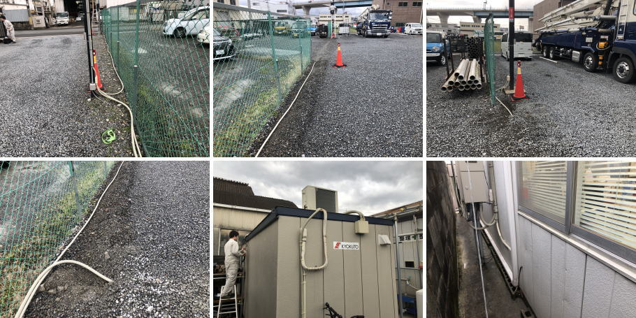 久世郡久御山町の企業の事務所・駐車場での防犯カメラ設置工事の事例4