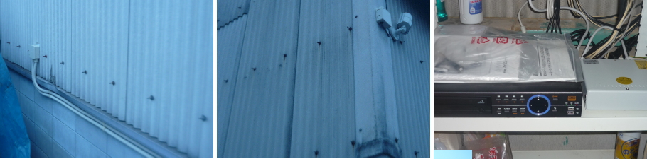 松原市の工場での防犯カメラ設置工事4