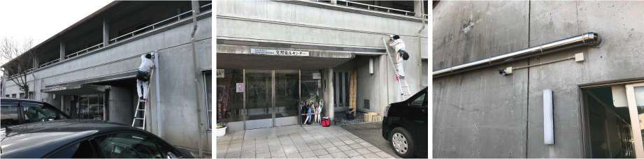 交野市の福祉施設での防犯カメラ設置工事4