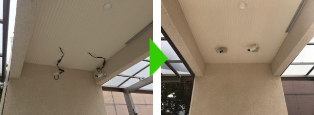 京都市西京区の個人住宅での防犯カメラ配線処理工事4