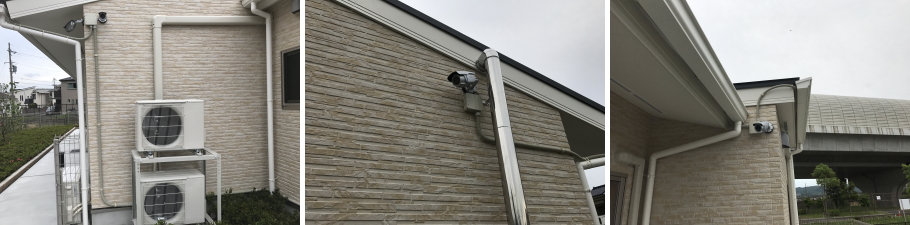 交野市の新築の福祉施設での防犯カメラ設置工事3