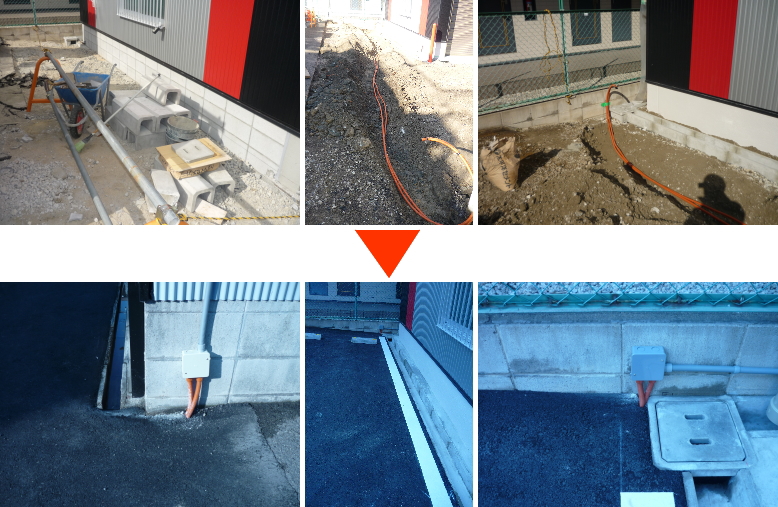 大阪市東住吉区の月極駐車場・シャッターガレージの防犯カメラ設置工事5