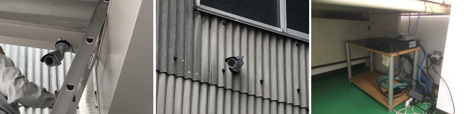 大阪市城東区の工場での防犯カメラ設置工事3