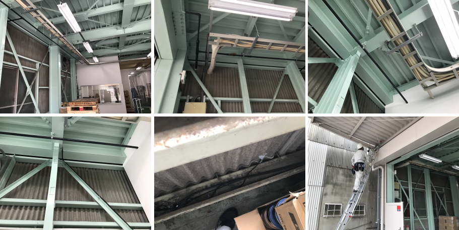 大阪市城東区の工場での防犯カメラ設置工事4