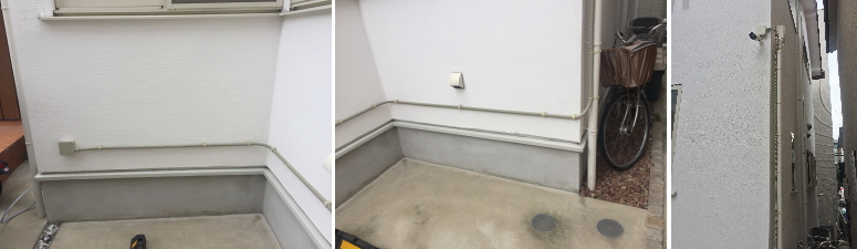 大東市の住宅での防犯カメラ設置工事4