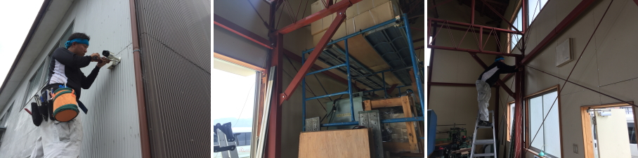 宇治市の倉庫での防犯カメラ設置工事4